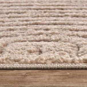 Tapis salon, motif géométrique, texture relief, lym chaleureux