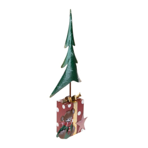 Albero natale artificiale con Pacco Dono - Pezzi 1 - Colore Rosso - 31x80Hx12,7cm - Bianchi Dino