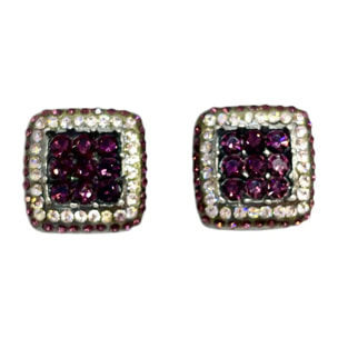 Pendiente clip multicristal Sw y plata 925 10µ