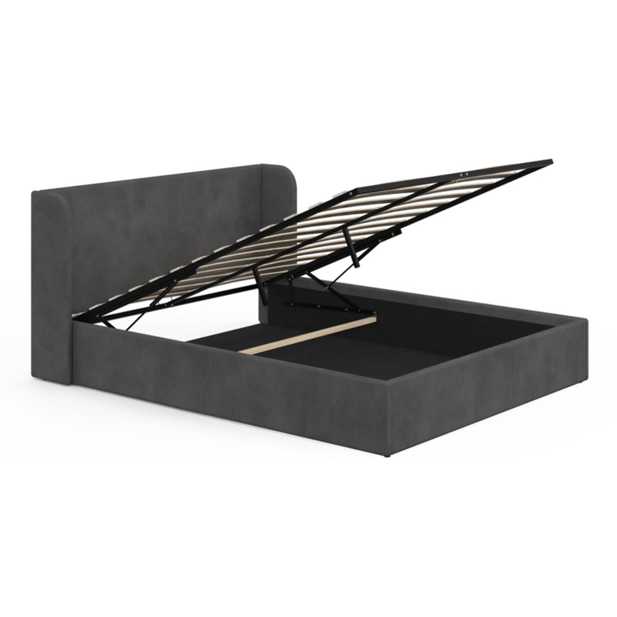 Lit coffre Lucia 160x200cm velours gris