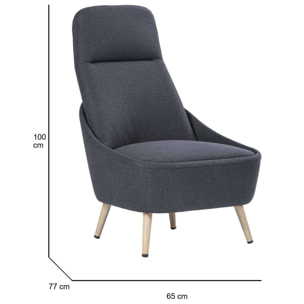 Sedia da ufficio Dunedin, Seduta da attesa per ufficio, Poltrona ergonomica, 77x65h100 cm, Antracite