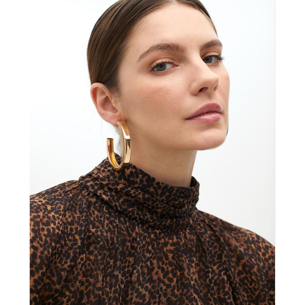 Blusa Collo Alto Stampa Animalier