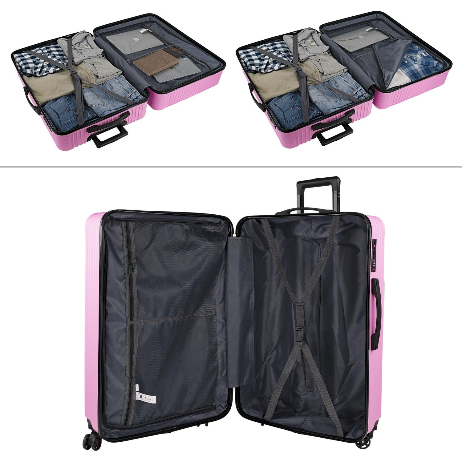 Juego De Maletas Rígidas Abs Itaca Ness Fucsia