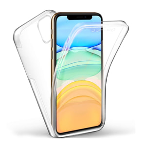 Coque compatible avec iPhone 11 Pro 360° intégrale protection avant arrière silicone transparente