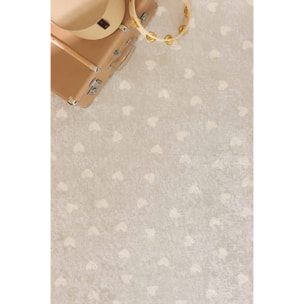 HAPPY - Tapis enfant lavable à motif cœur - Beige