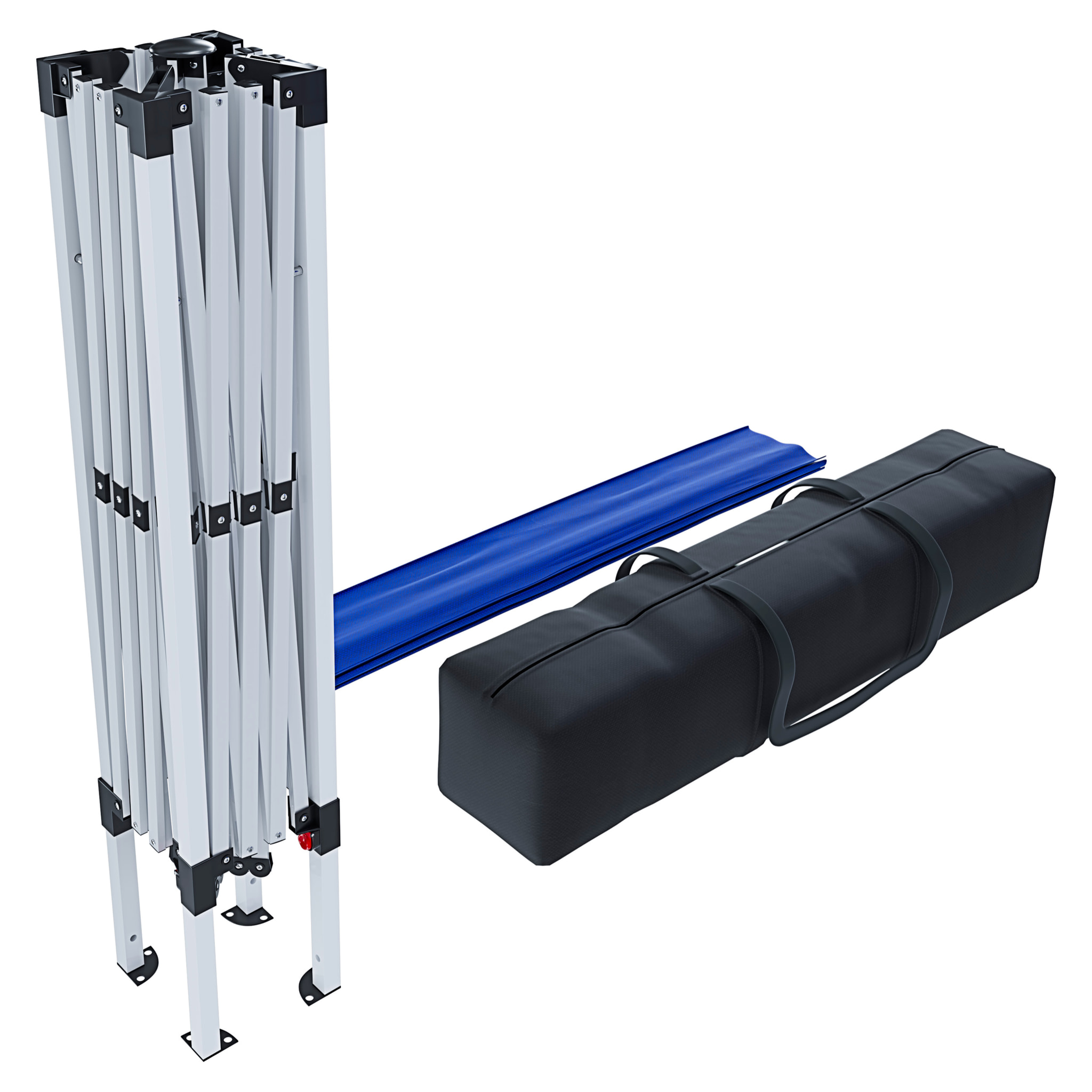 Gazebo Pieghevole Impermeabile 3 x 3 M Da Giardino Con 4 Sacche Pesi Sacca Trasporto Chiusura Fisarmonica Struttura Acciaio Copertura 160 gr/m² Blu