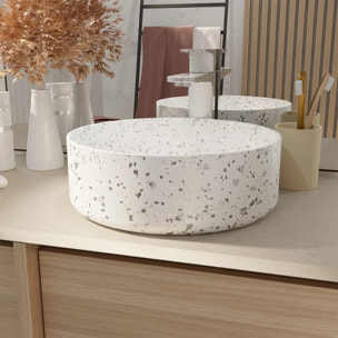 VASQUE TERRAZZO GRIS - Diam 35cm x 12cm - RONDE EN CERAMIQUE BLANC MAT