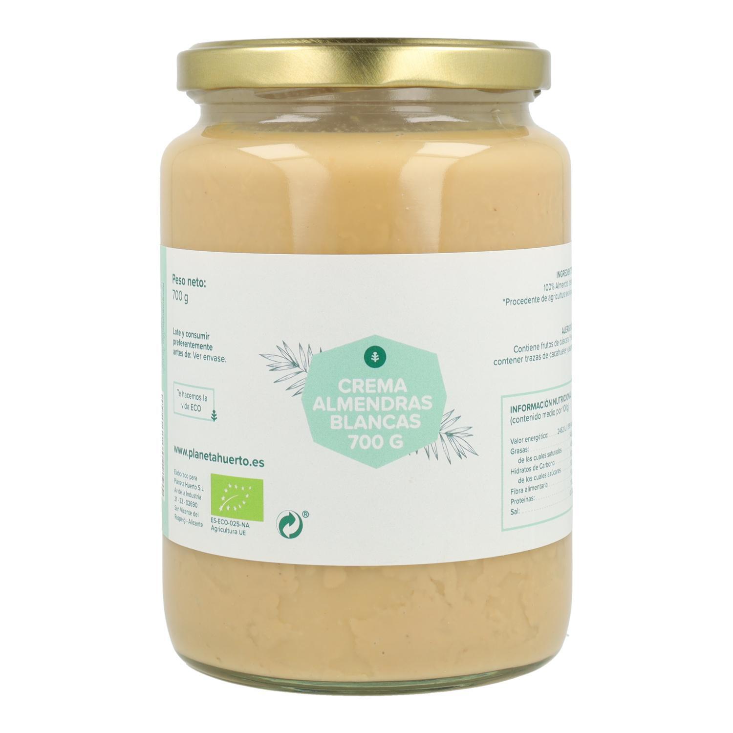 PLANETA HUERTO | Crema de Almendras 350 G Blancas ECO 100% Almendras Orgánicas - Crema de Almendras Rica en Fibra y Vitamina E, Ideal para Embarazadas