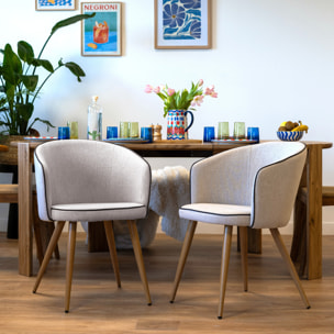 Lot de 2 chaises en tissu beige - Chiara