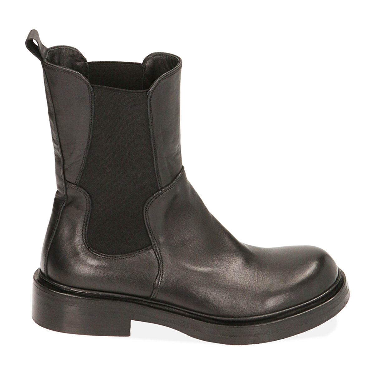 Chelsea boots neri in pelle, tacco 3,5 cm