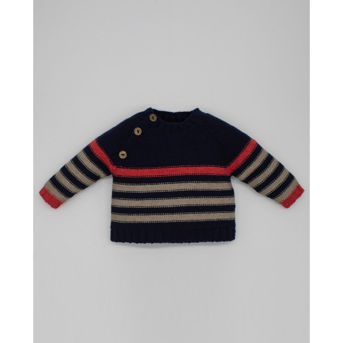 JERSEY PUNTO RAYAS ROJO, TOSTADO Y AZUL