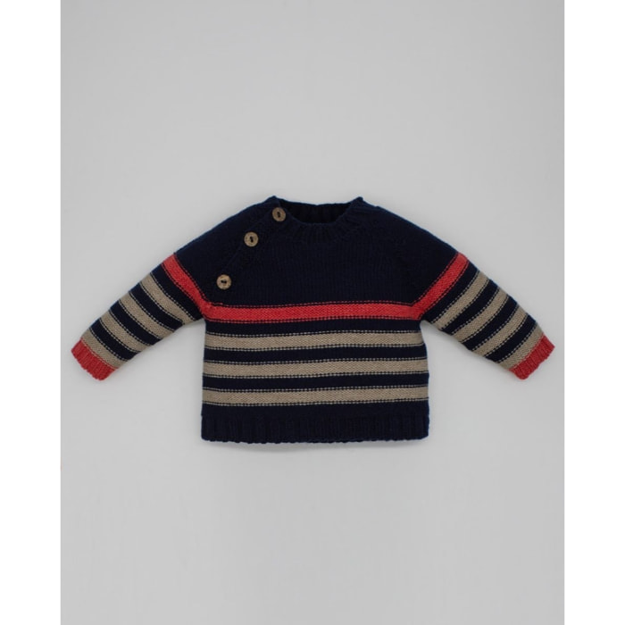 JERSEY PUNTO RAYAS ROJO, TOSTADO Y AZUL