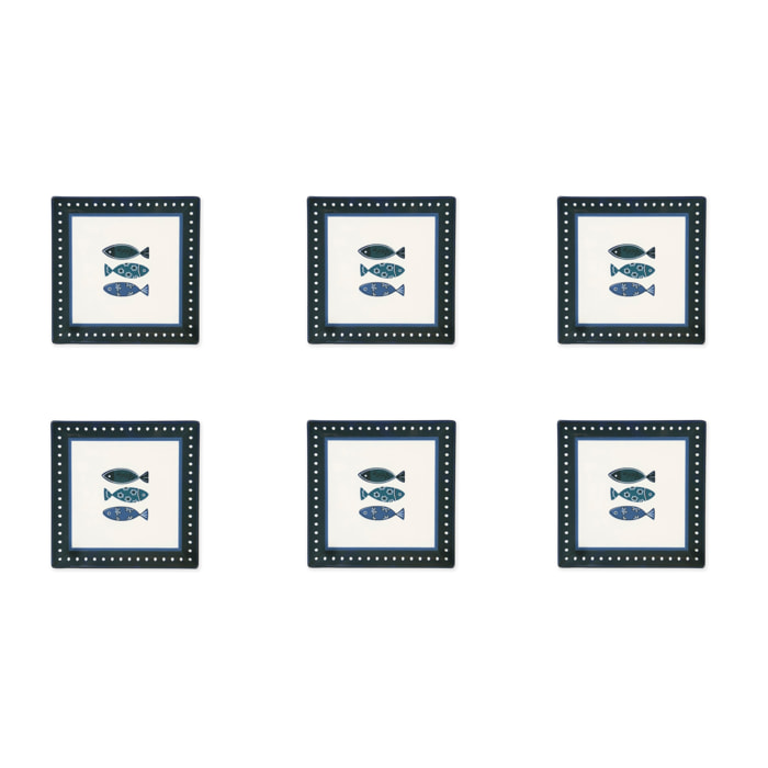 Set 6 piatti piani Excelsa – Ocean, Ceramica Multicolore