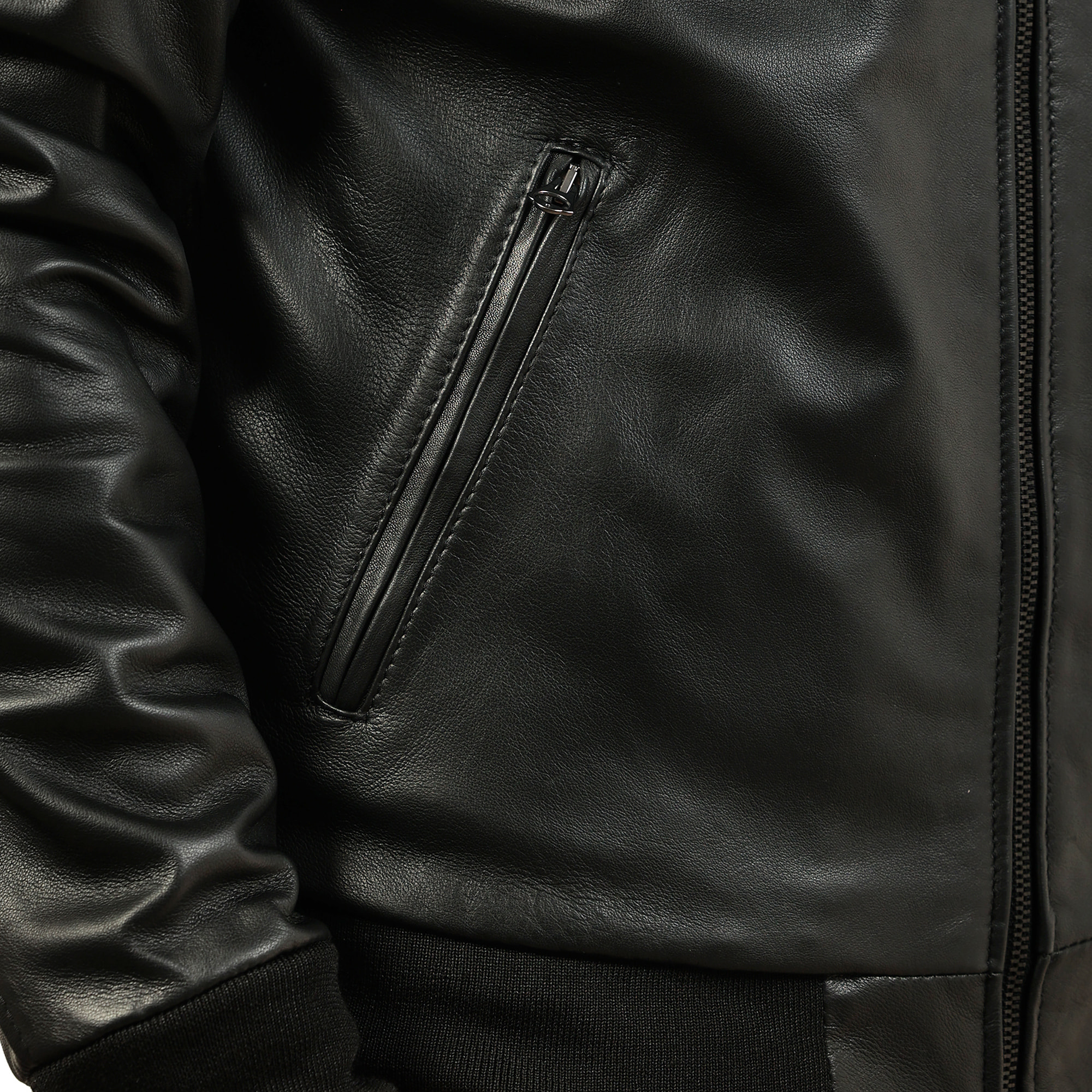 Giubbino in vera pelle di vitello foderato con trapunta invernale Nero-Slim Fit