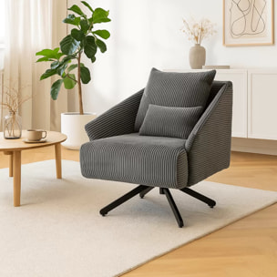 Fauteuil pivotant Milo velours gris Kare Design