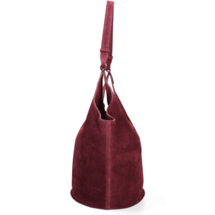 Borsa a spalla da donna - Modello Lisboa - Pelle Scamosciata - 27.0 x 38.0 x 21.5 cm