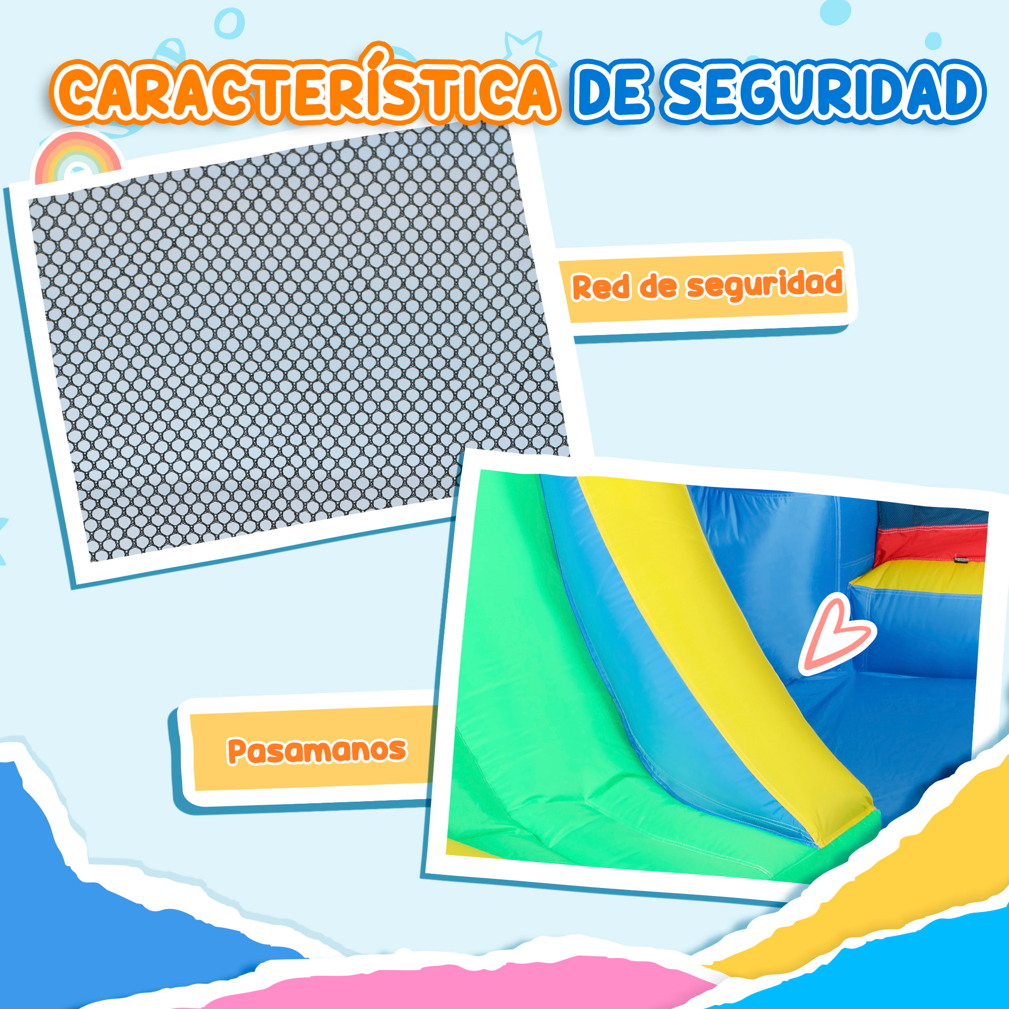 Castillo Hinchable con Soplador 5 en 1 Parque Acuático Hinchable para Niños con Tobogán Piscina Diana y Canasta para Exterior Interior 385x290x180 cm