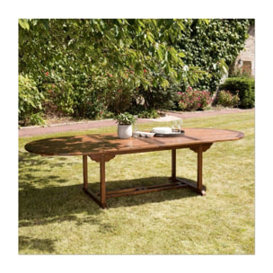 MAEVA - Table ovale double extension 200/300*120 en bois Teck huilé