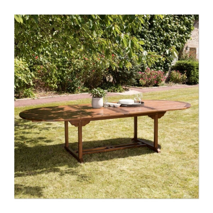 MAEVA - Table ovale double extension 200/300*120 en bois Teck huilé