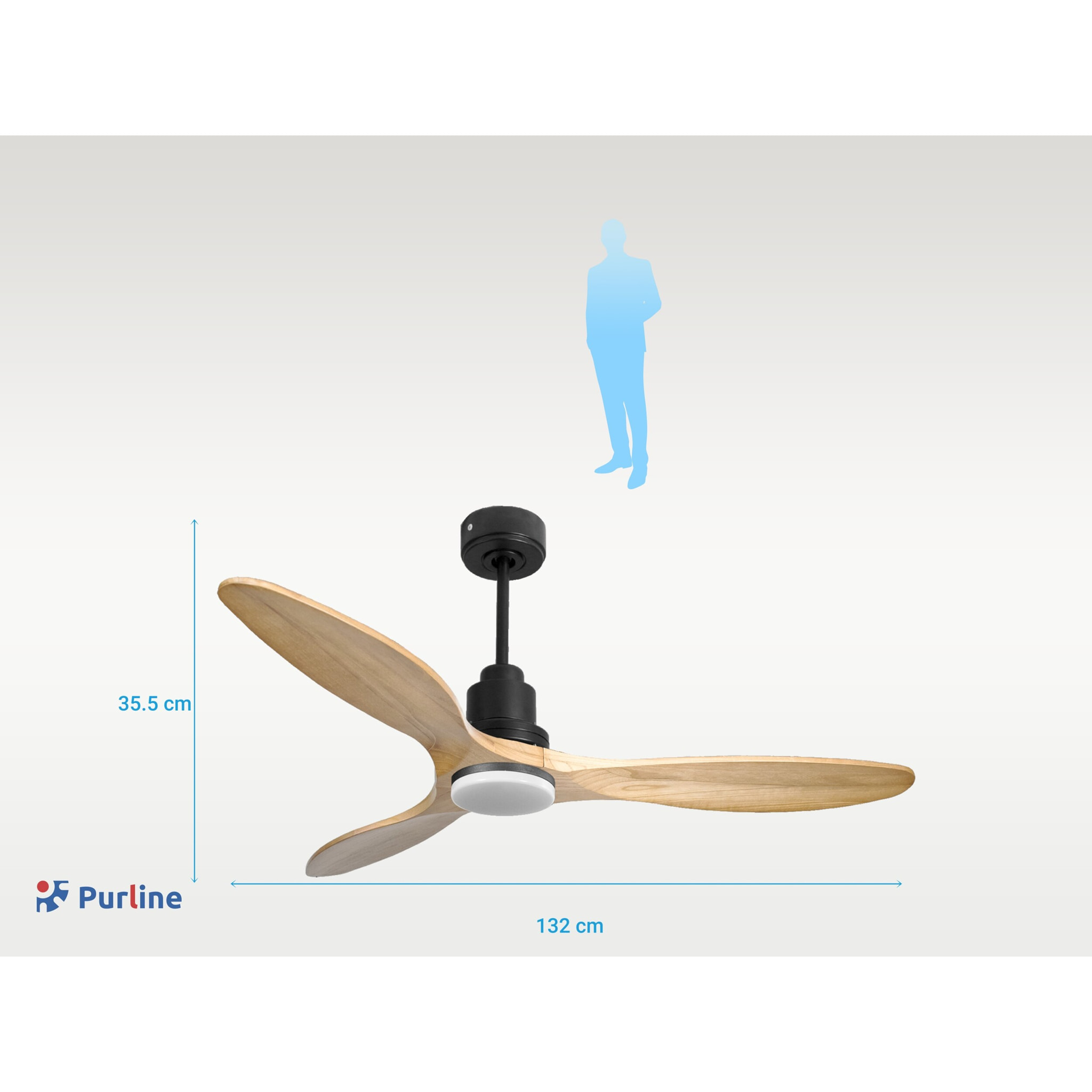 Ventilateur de plafond Réversible  Thermostat Dimmable Wifi Moteur à courant continu Toits en pente Télécommande Lumière à trois tons Hypersilence Mémoire