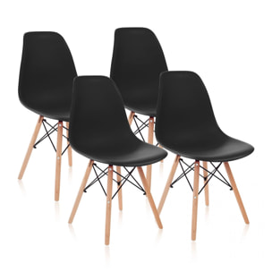 Pack 4 sillas Tower Wood Negro