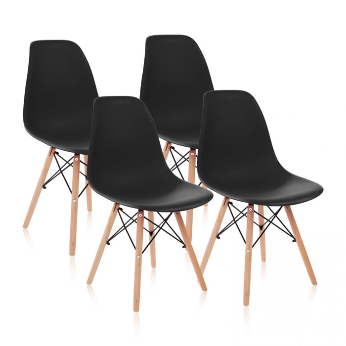 Pack 4 sillas Tower Wood Negro
