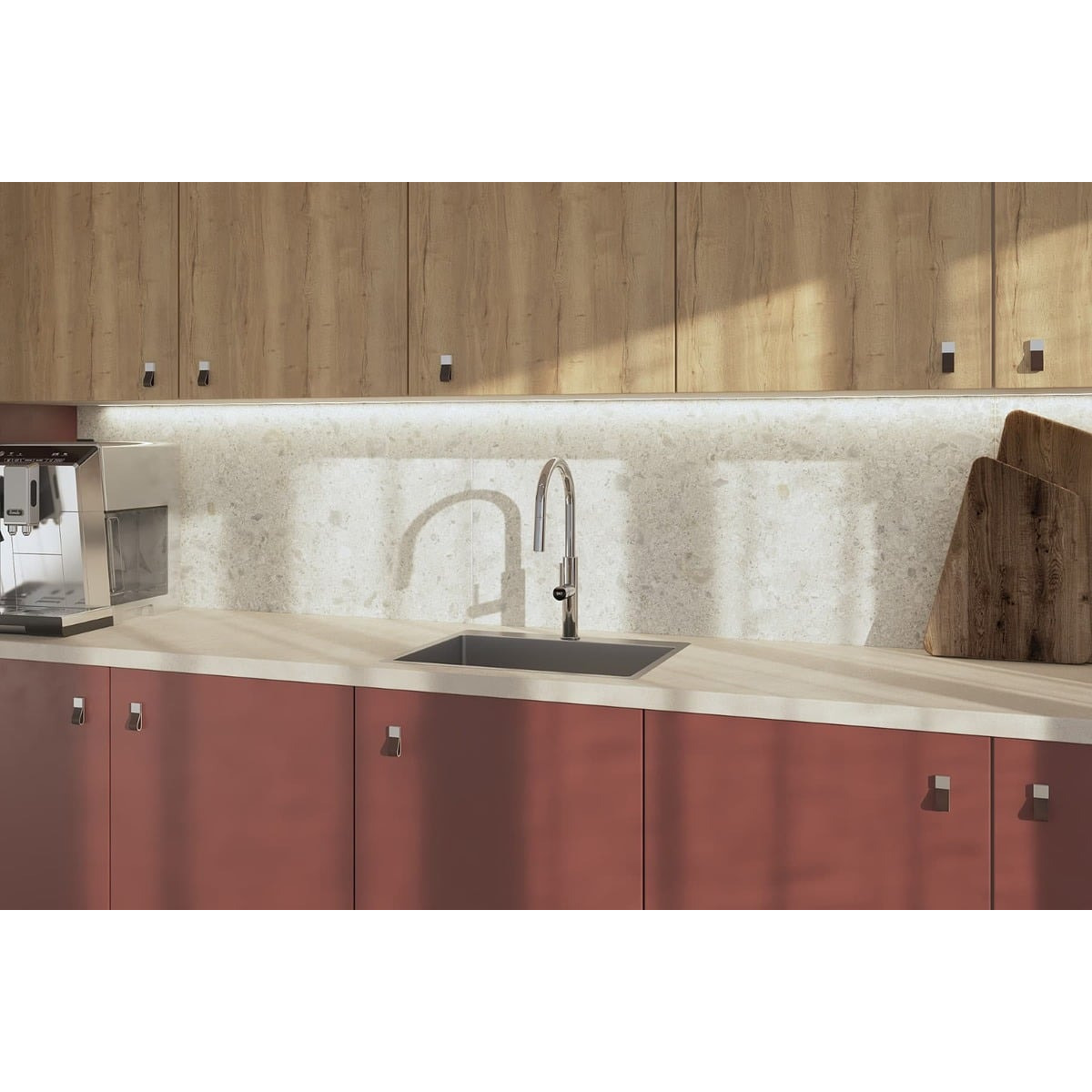 set mitigeur lavabo haut, sans vidage + mitigeur cuisine avec douchette extractible 2 jets, chrome (SATBSBD285)