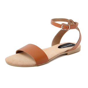 Sandali Flat Made in Italy in pelle colore Marrone, Altezza tacco 1,2 cm