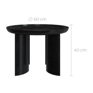 Table basse ronde noire en bois de manguier D60 cm - Blake