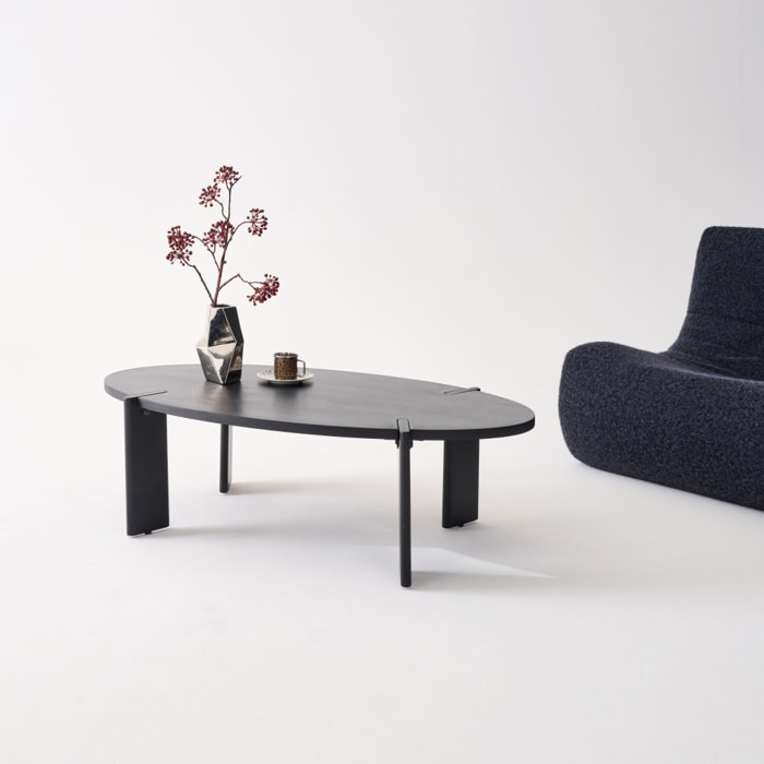 Table basse exotique ovale bois massif REVA