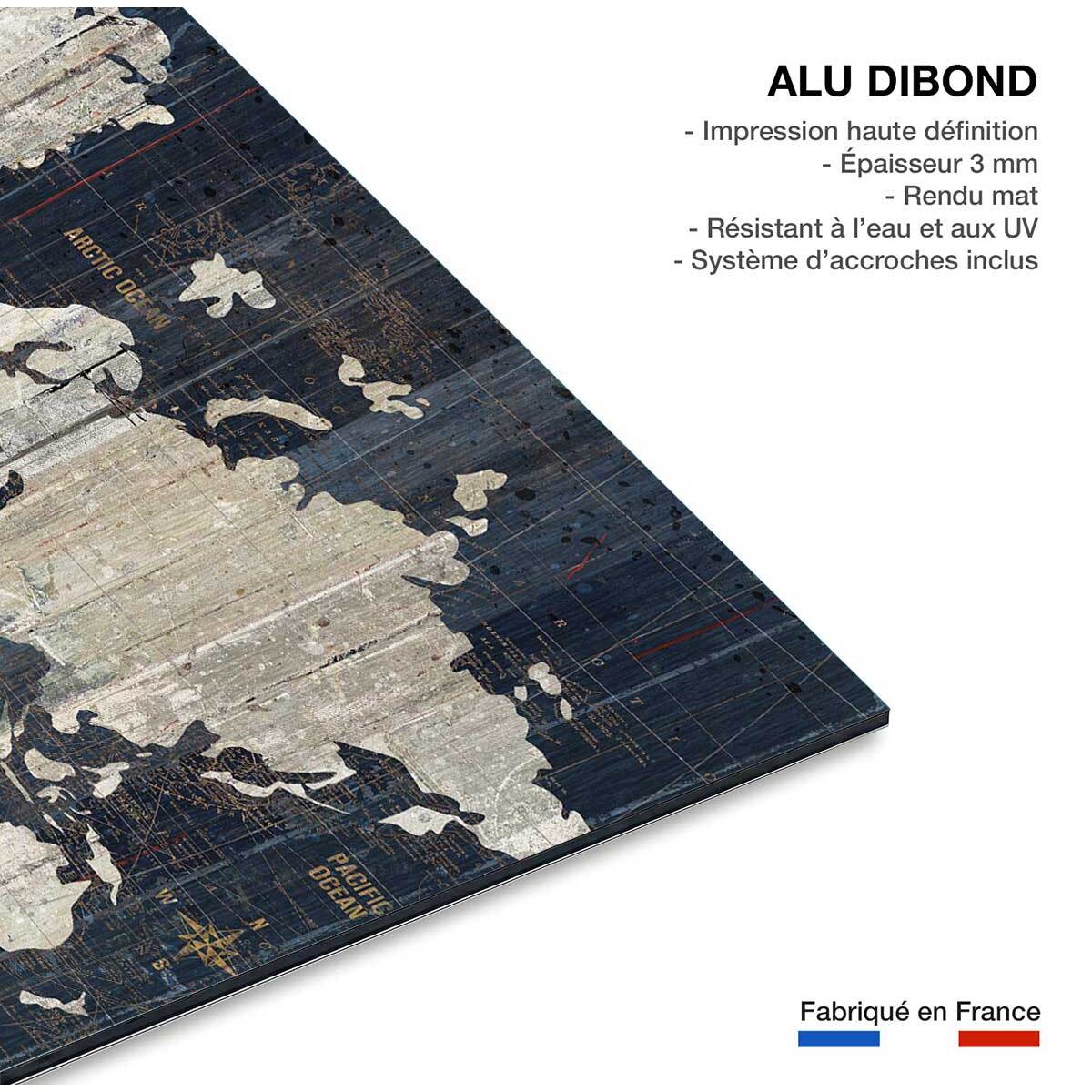 Tableau Carte du monde voies navigables Tableau alu Dibond