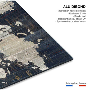 Tableau Carte du monde voies navigables Tableau alu Dibond