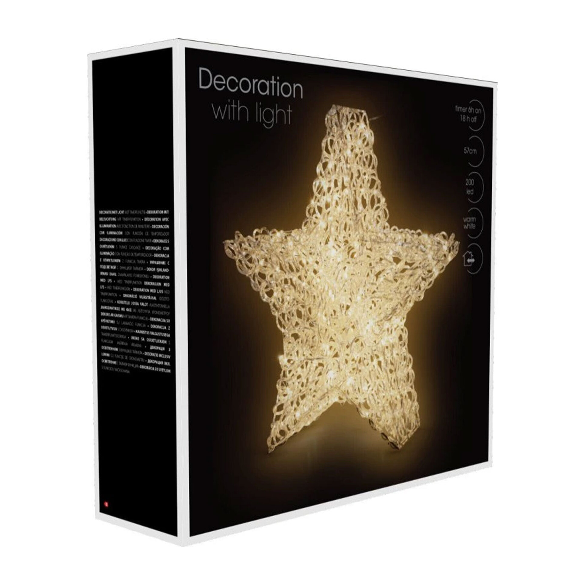 estrella de aluminio luminosa con 200 micro led 60x16x57cm