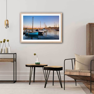 Affiche marseille, les pointus du vieux port Affiche + cadre en bois - Chêne