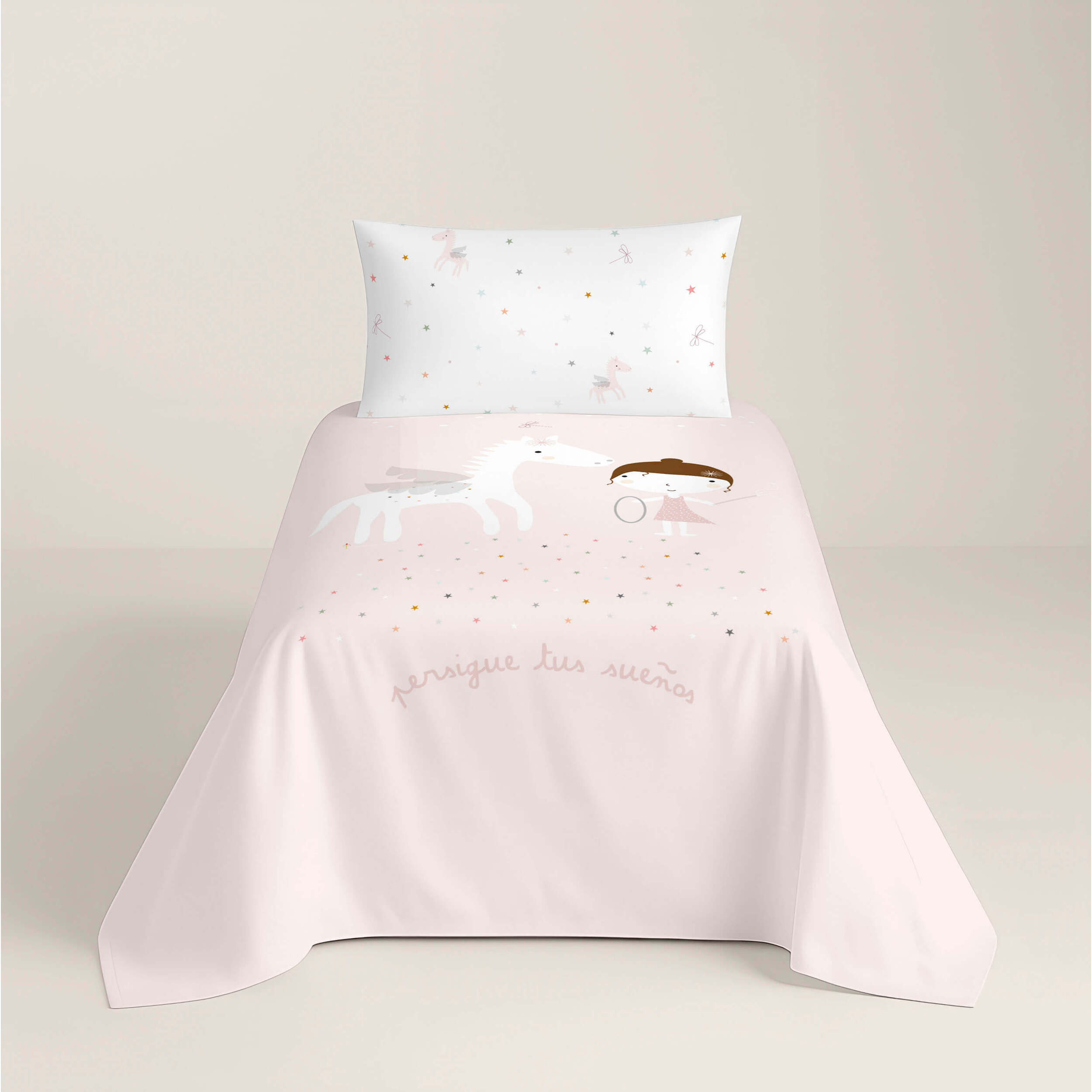 Juego de Sábanas Estampadas - Infantil - Incluye 1 Funda de Almohada - 100% Algodón - Pegaso Mágico
