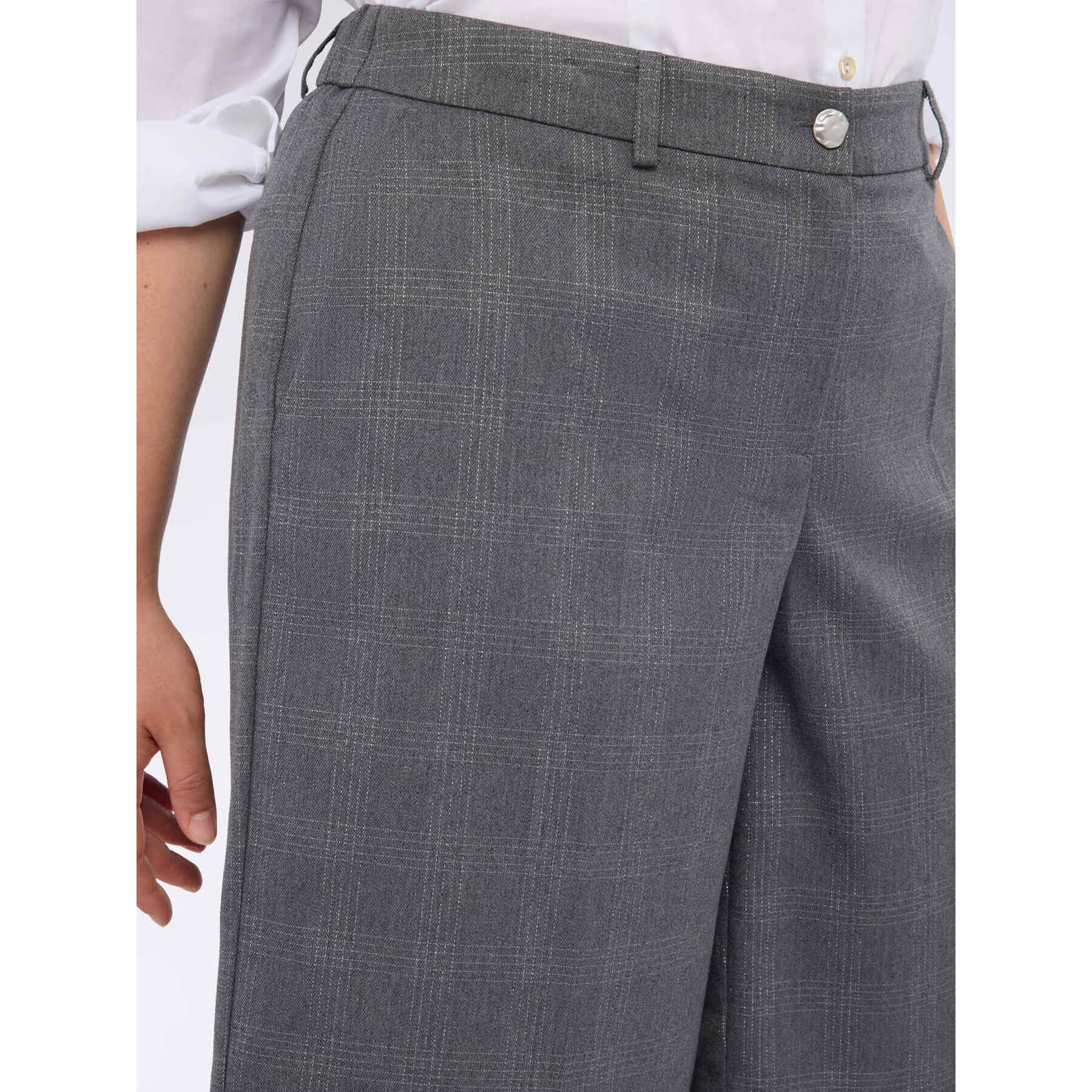 Fiorella Rubino - Bermudas Príncipe de Gales con hilo lurex - Gris