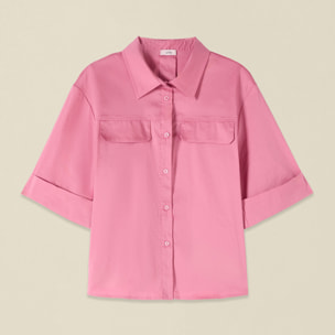 Oltre - Camisa de popelín con bolsillos - Rosa