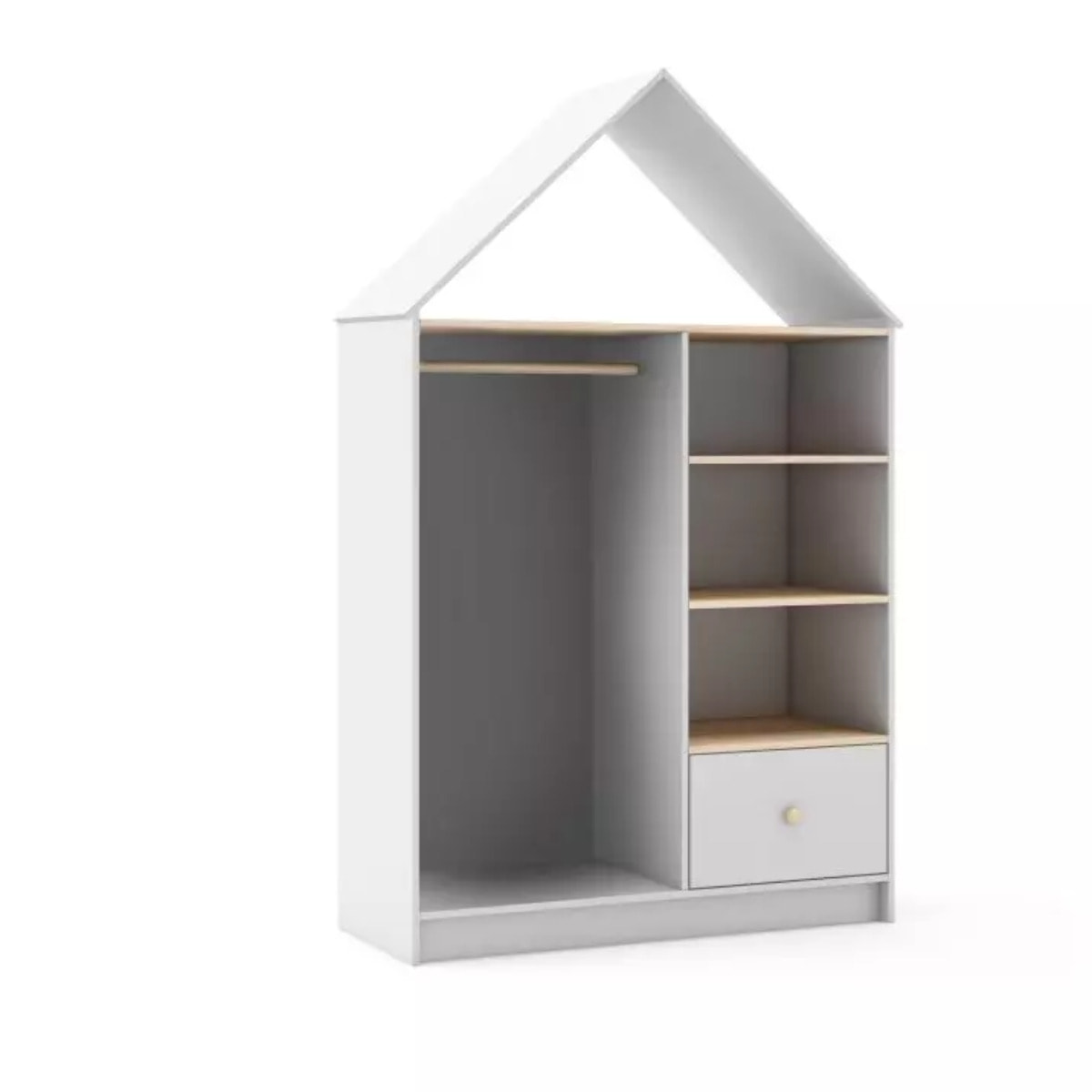 Armario vestidor juvenil Misty Cloud Blanco - Oak Soft