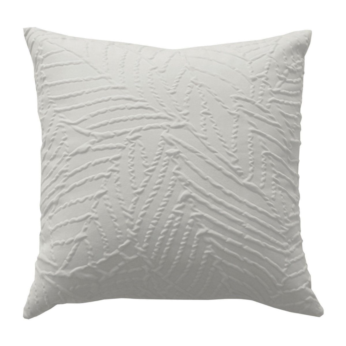 Coussin carré feuillage aspect gaufré - Ecru