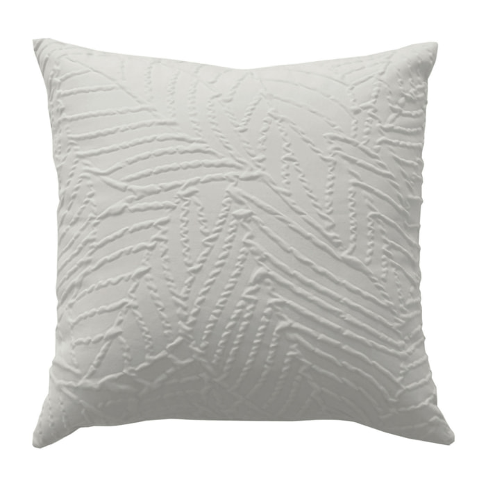 Coussin carré feuillage aspect gaufré - Ecru