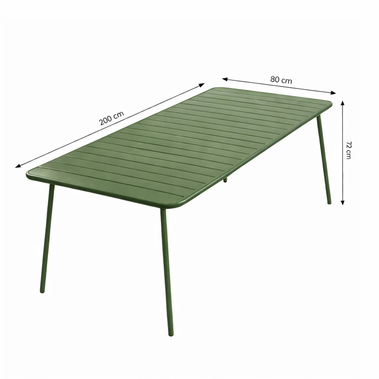 Ensemble table de jardin 200 cm et 8 chaises vert EVORA