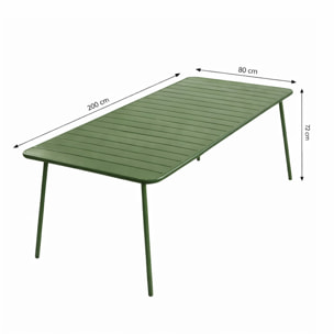 Ensemble table de jardin 200 cm et 8 chaises vert EVORA