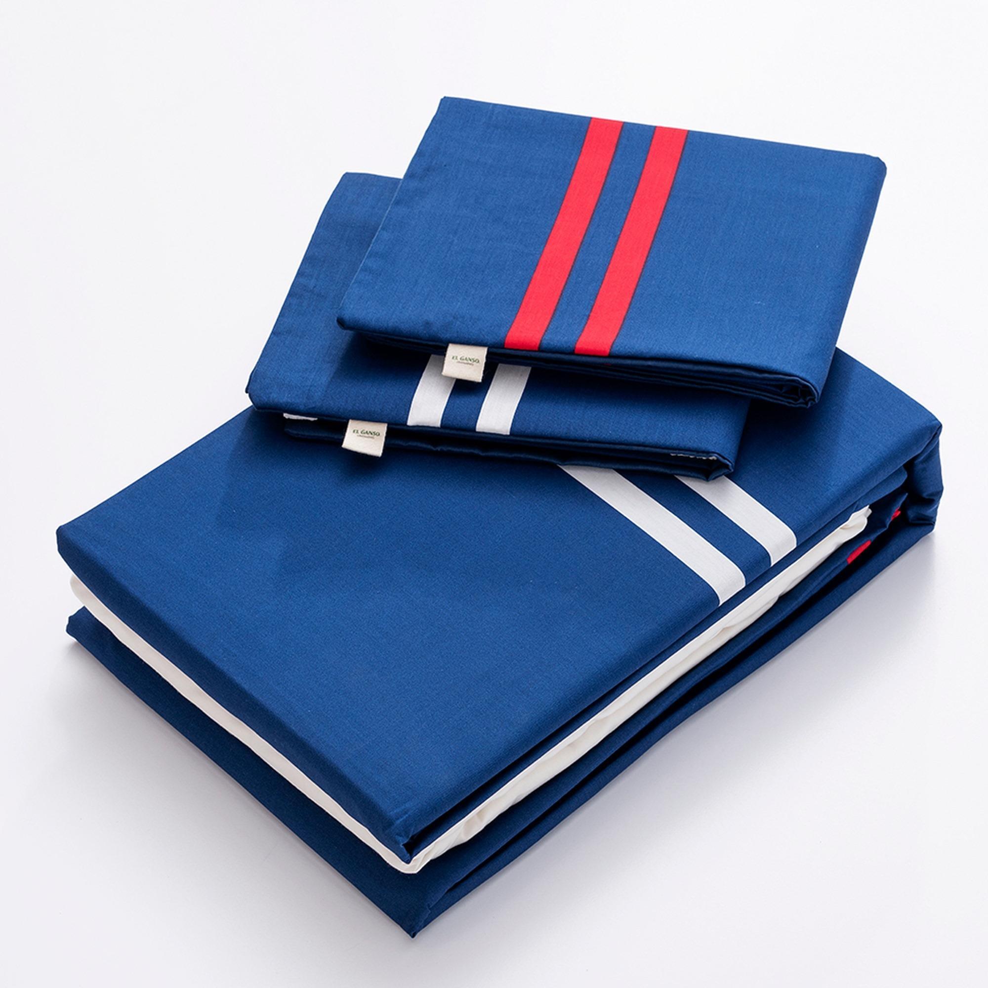 Juego de 4pzs color azul marino (funda nórdica doble + sábana bajera + 2x funda cojín) 100% algodón 180tc el ganso