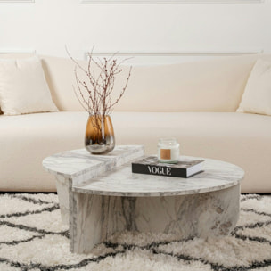 Table basse moderne effet marbre blanc - 2 hauteurs MARFA
