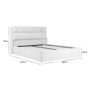 Lit coffre 2 places 160x200 cm en tissu texturé beige HONO