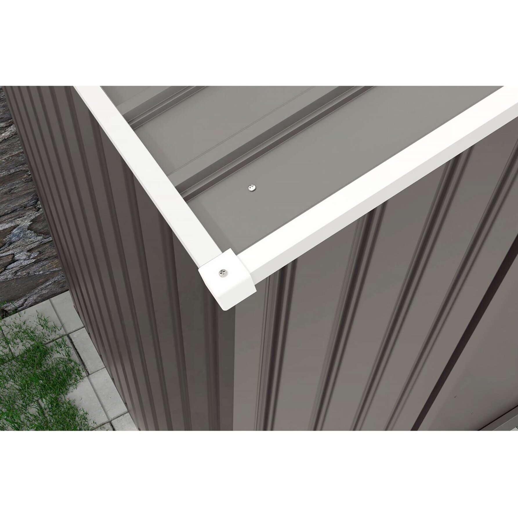 Abri jardin métal "Dallas" - 8.84m² avec gouttière - Taupe