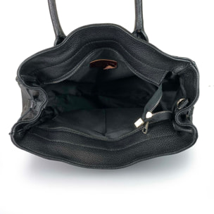 Borsa Donna in vera pelle Made in Italy colore Nero dimensioni cm 28 x 38 x 15