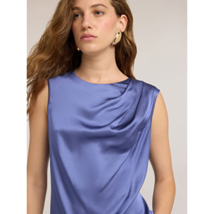 Motivi - Top in raso con drappeggio asimmetrico - Blu