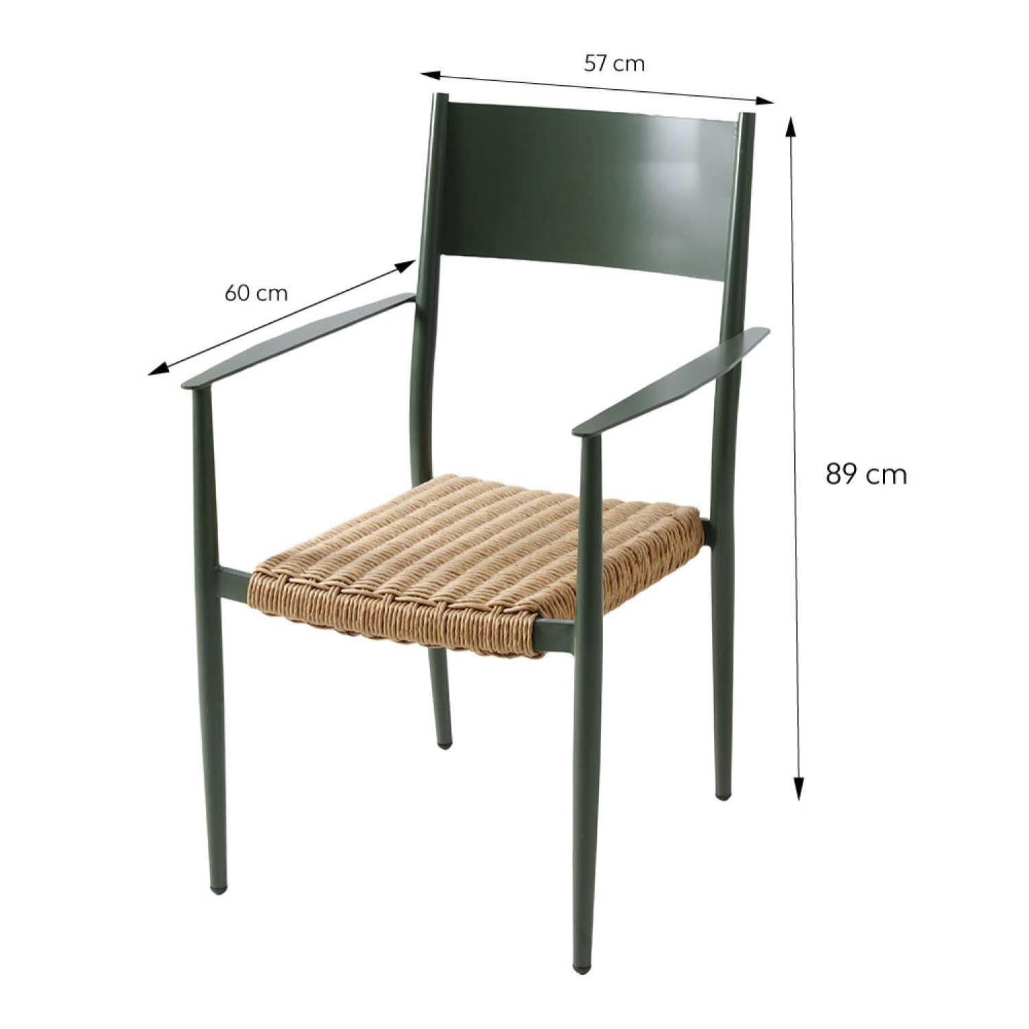 Ensemble table de jardin 200 cm et 8 fauteuils kaki effet rotin BRADDON