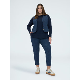 Fiorella Rubino - Chaleco en Punto Milano con botones - Azul